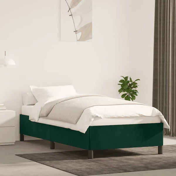 Cadre de lit sans matelas vert foncé 100x200 cm velours