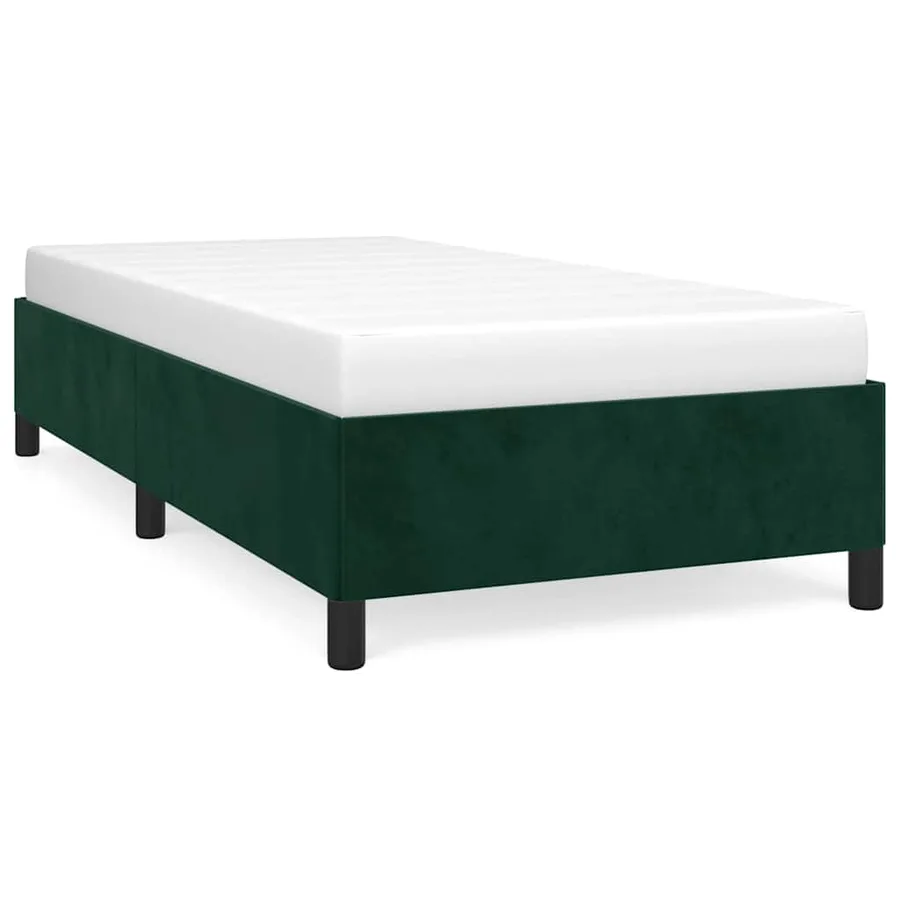 Cadre de lit sans matelas vert foncé 100x200 cm velours - 2