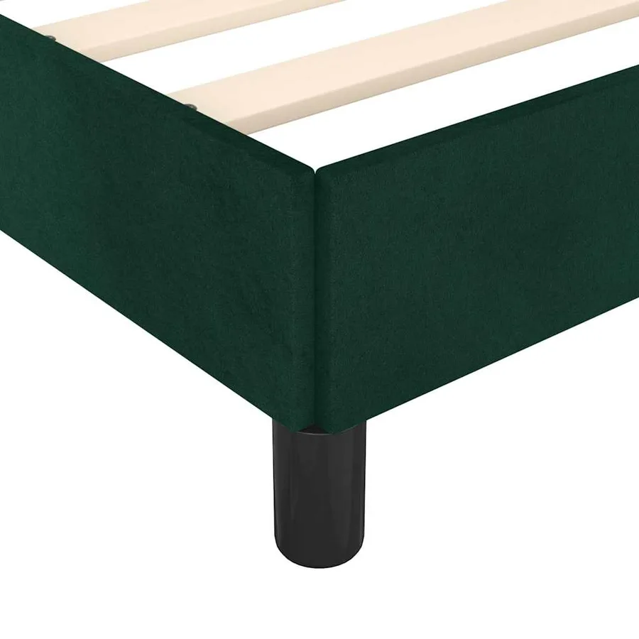 Cadre de lit sans matelas vert foncé 100x200 cm velours - 7