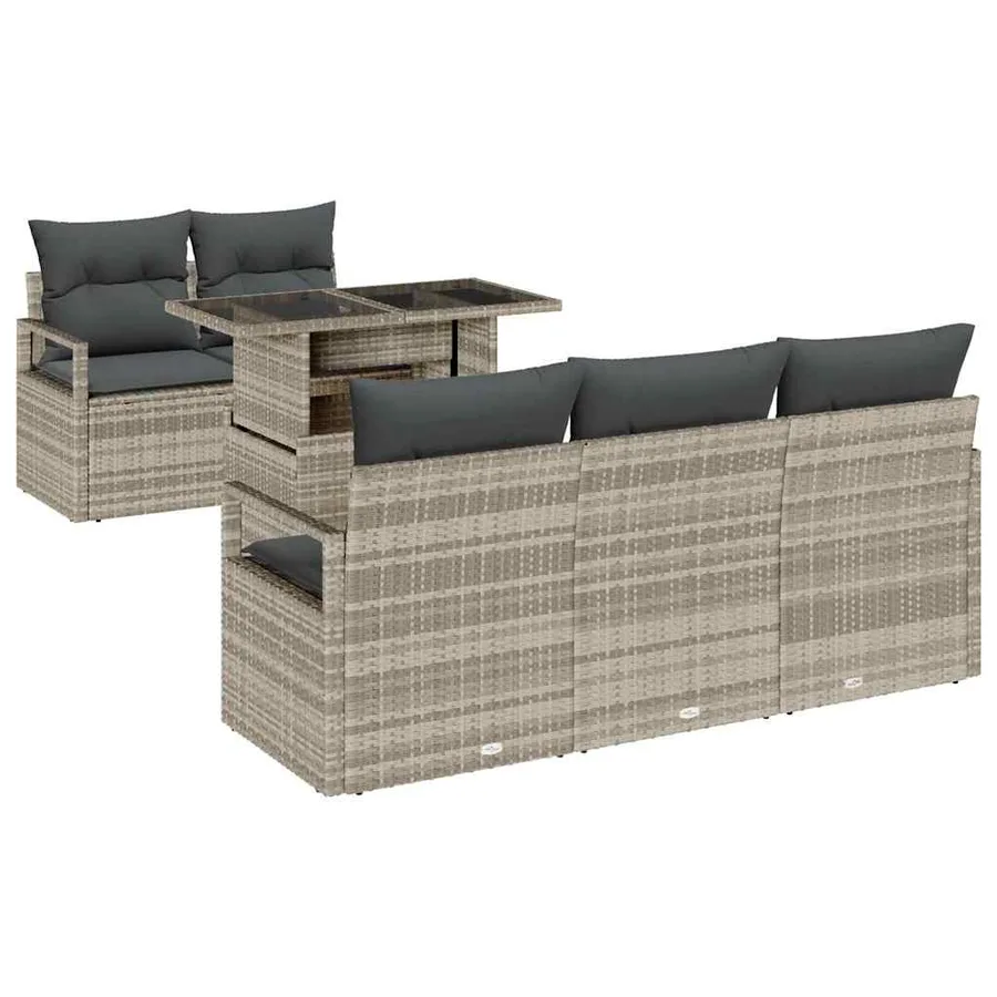 Ensemble de canapé de jardin 6 pcs Gris clair polyrotin - 2