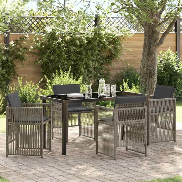 Ensemble de salle à manger pour jardin 5 pcs Gris