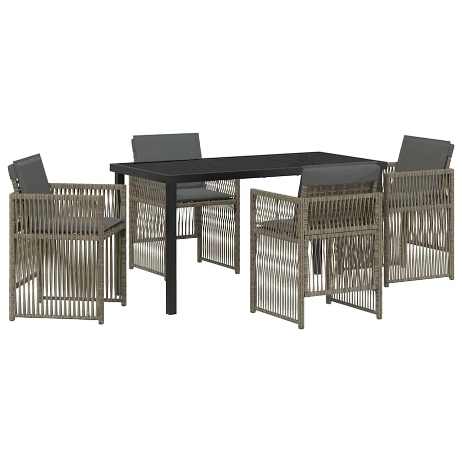 Ensemble de salle à manger pour jardin 5 pcs Gris - 2