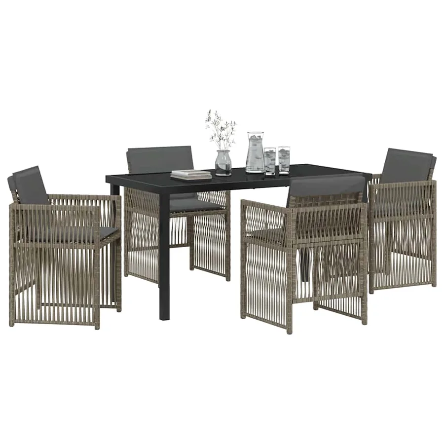 Ensemble de salle à manger pour jardin 5 pcs Gris - 3