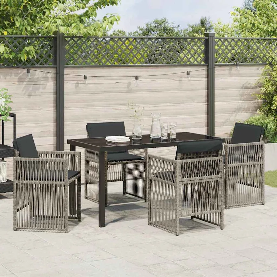 Ensemble de salle à manger pour jardin 5 pcs Gris - 4