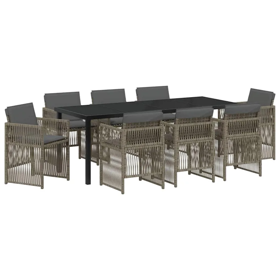 Ensemble de salle à manger pour jardin 9 pcs Gris - 2