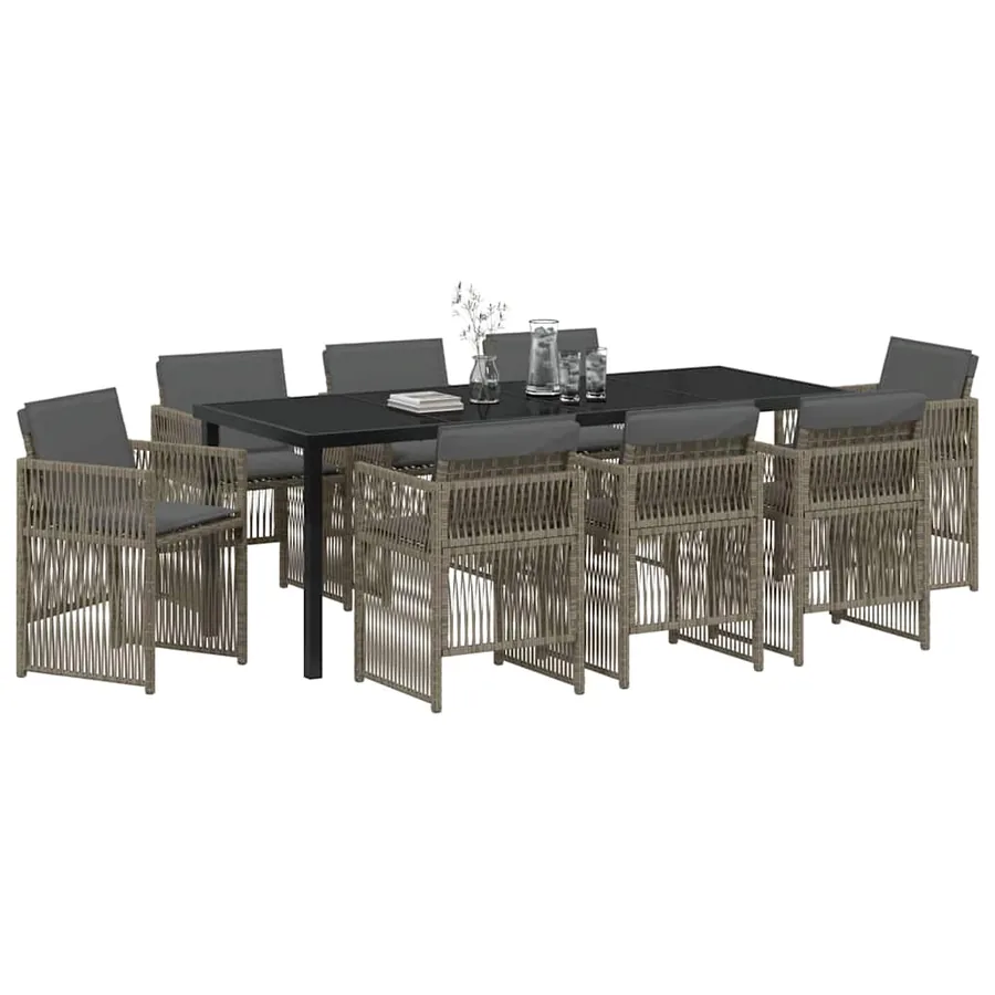 Ensemble de salle à manger pour jardin 9 pcs Gris - 3