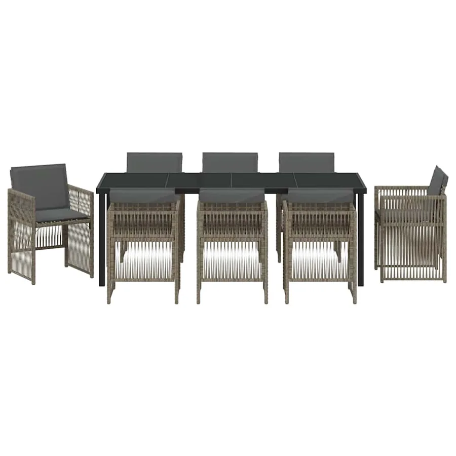 Ensemble de salle à manger pour jardin 9 pcs Gris - 7
