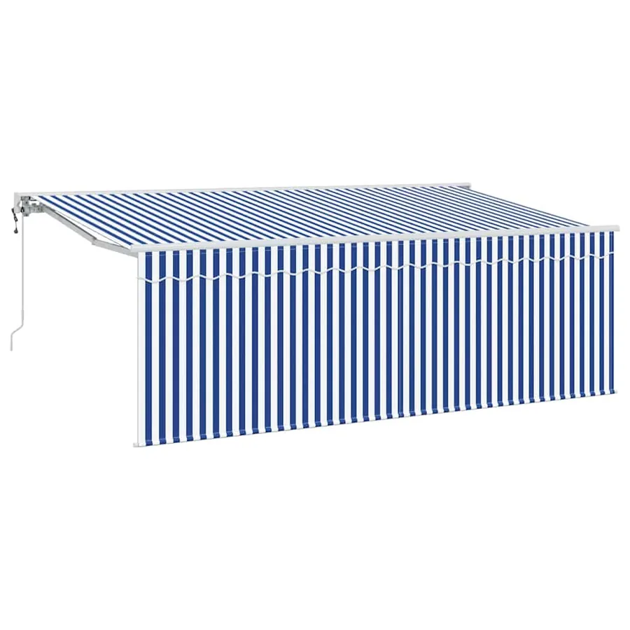 Auvent Rétractable Rayé Bleu 350 x 200 cm tissu - 2