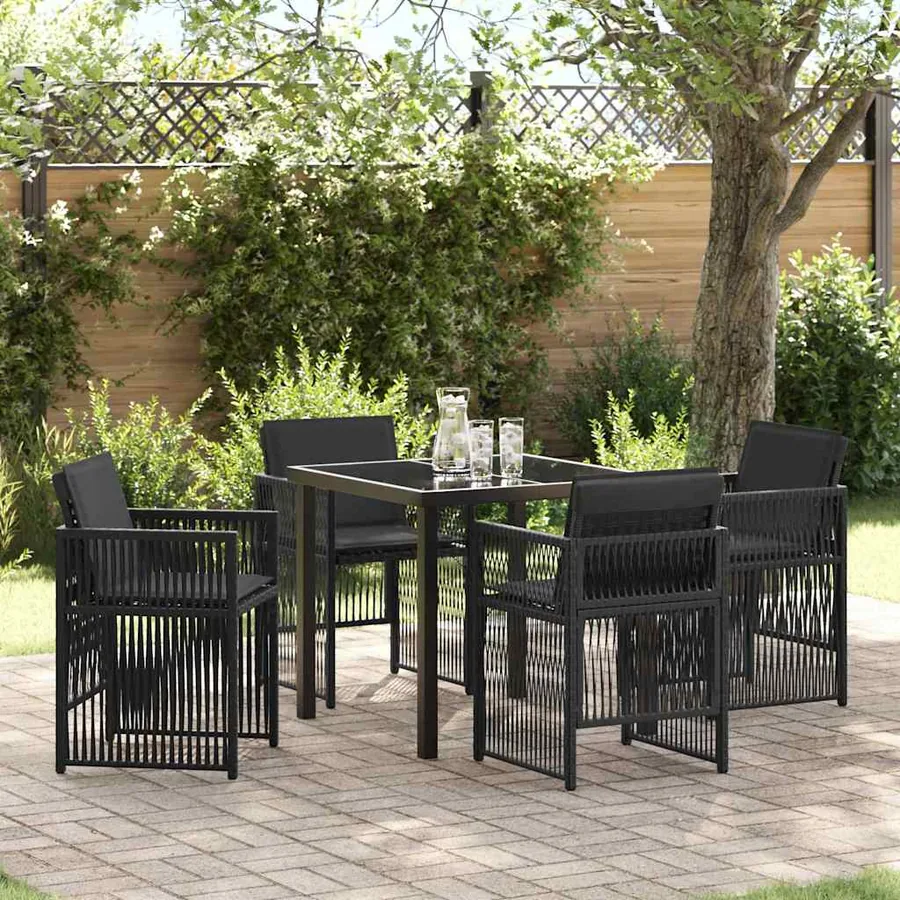 Ensemble de salle à manger pour jardin 5 pcs Noir