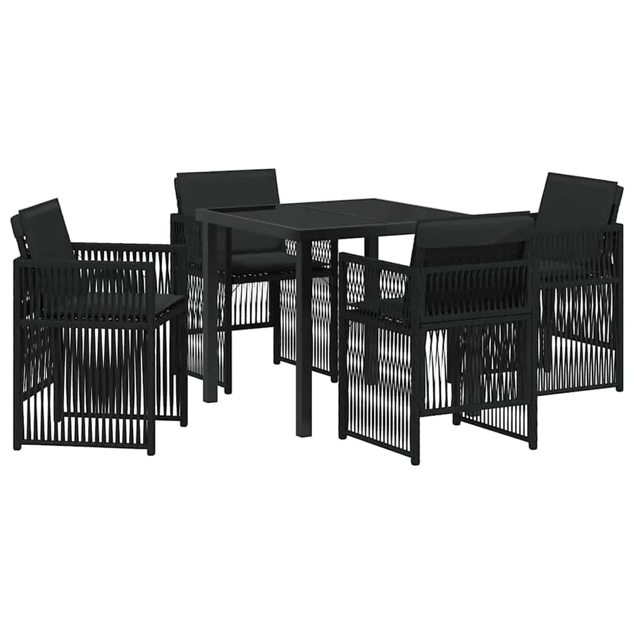 Ensemble de salle à manger pour jardin 5 pcs Noir - 2
