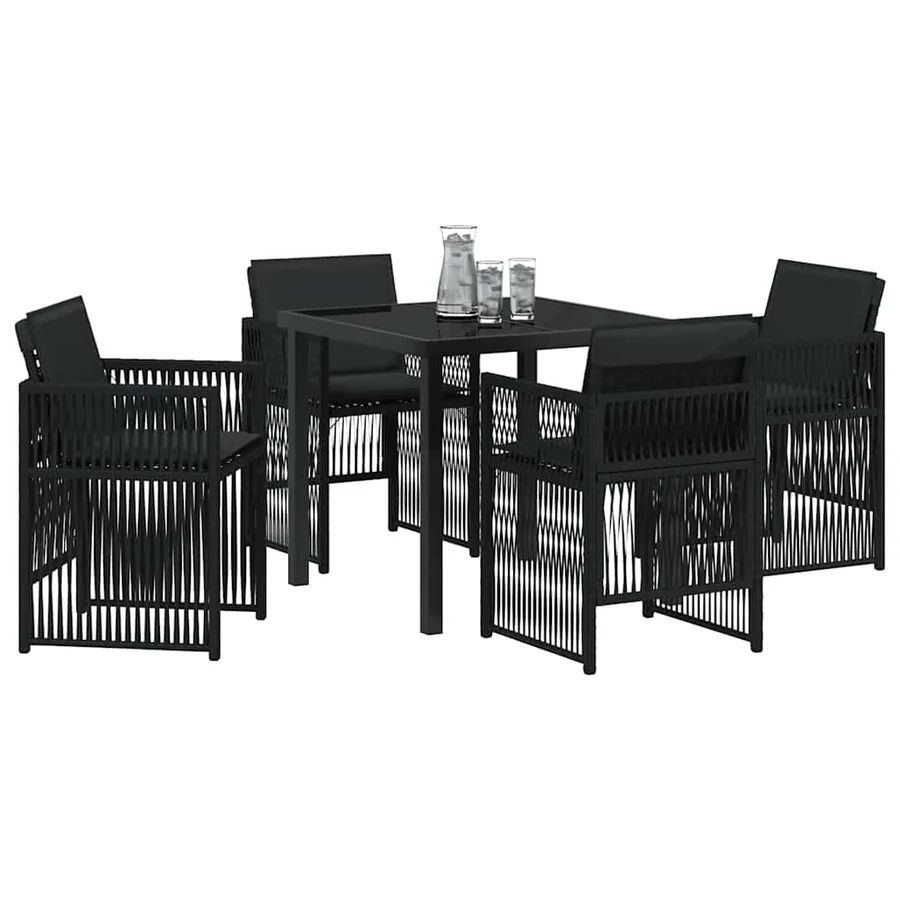 Ensemble de salle à manger pour jardin 5 pcs Noir - 3
