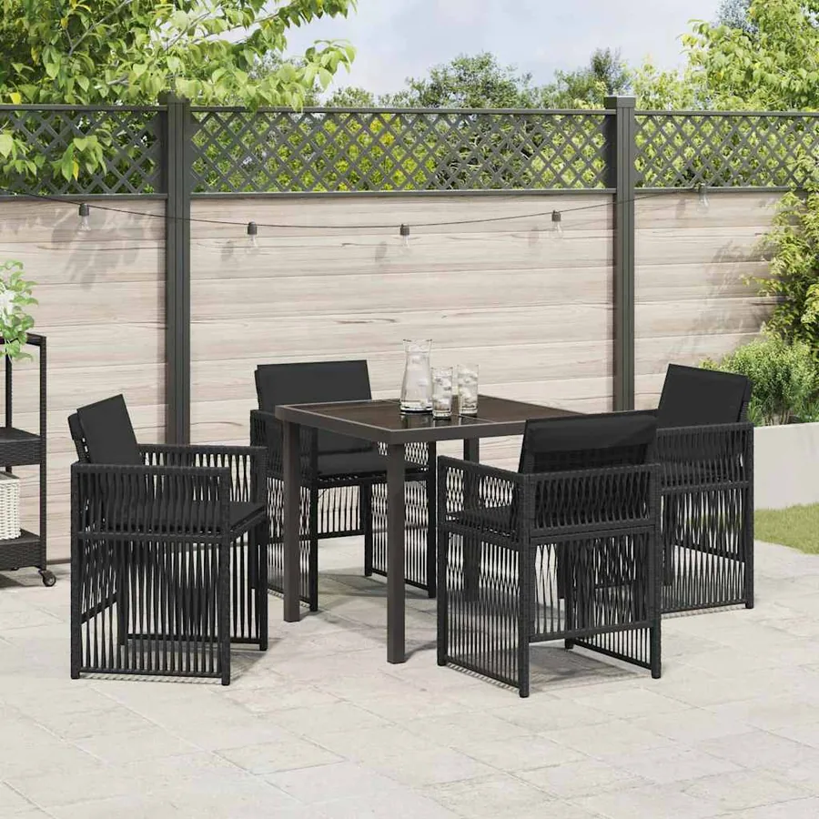 Ensemble de salle à manger pour jardin 5 pcs Noir - 4