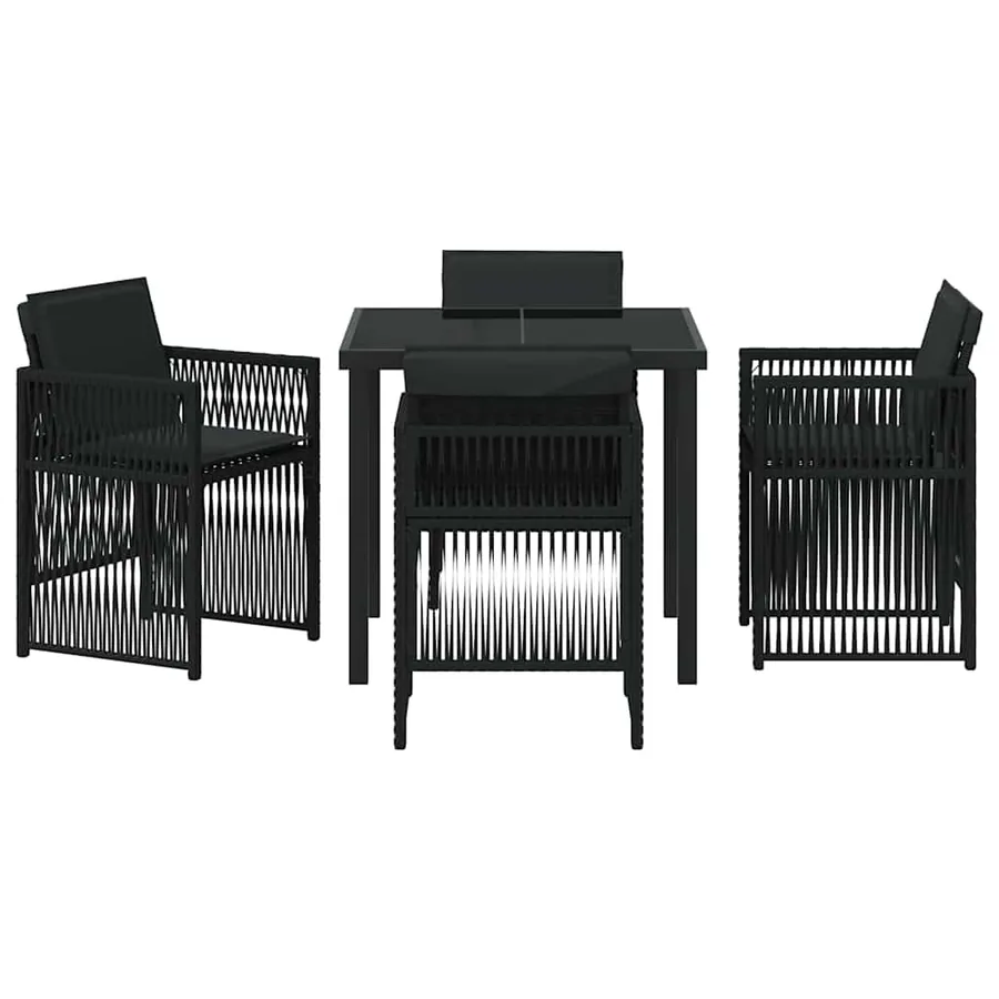 Ensemble de salle à manger pour jardin 5 pcs Noir - 7