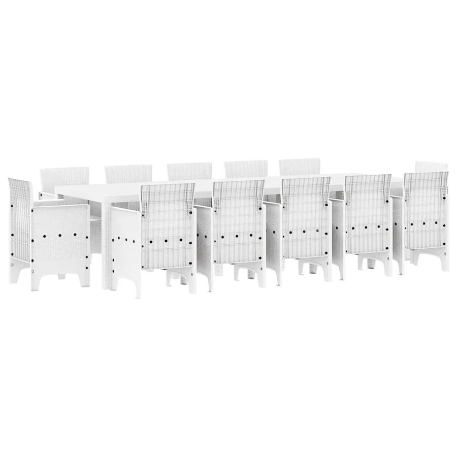 Ensemble de salle à manger pour jardin 13 pcs Blanc Poly rotin - 2