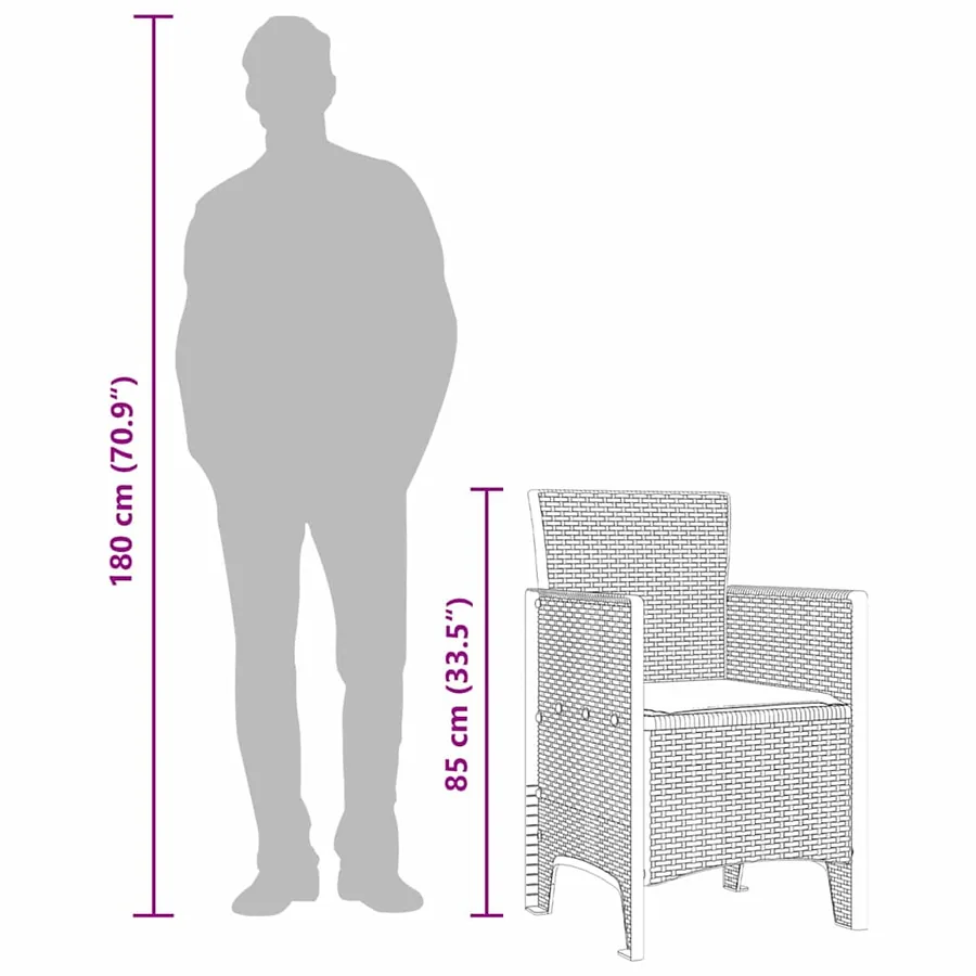 Chaise de jardin 4 pcs Blanc 53 x 49 x 85 cm Polypropylène - 12