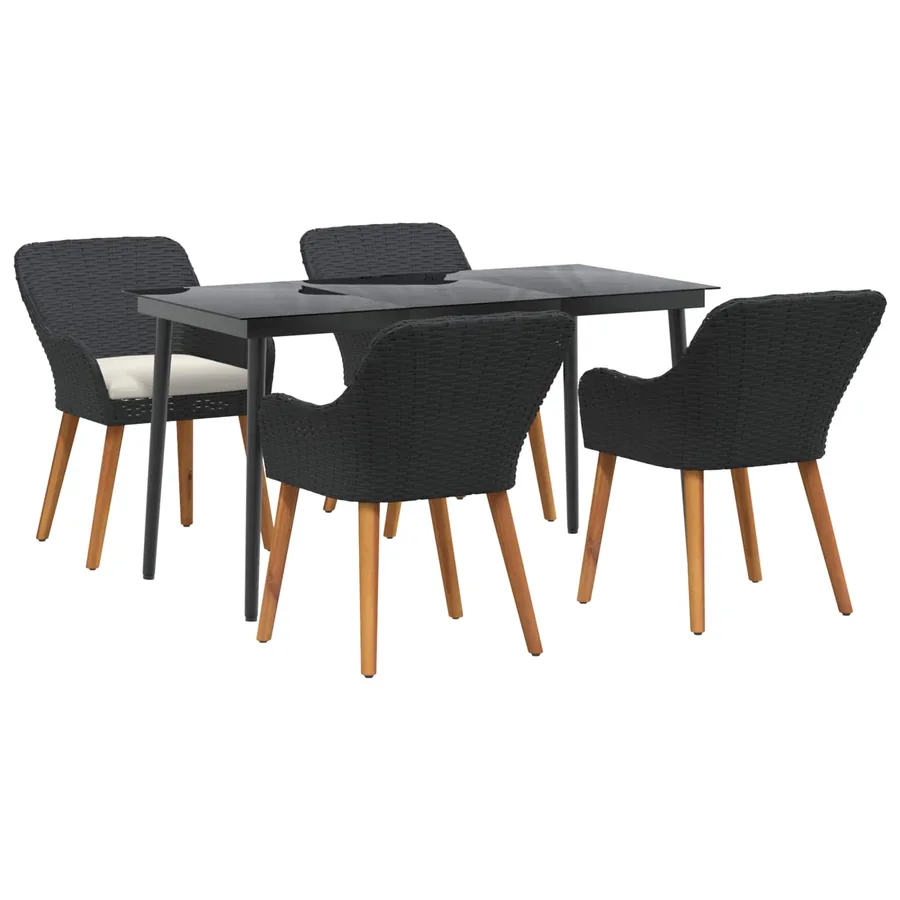 Ensemble de salle à manger pour jardin 5 pcs Noir polyrotin - 2