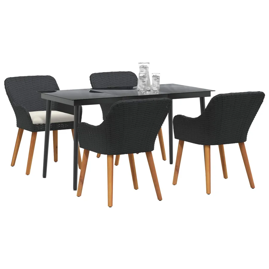 Ensemble de salle à manger pour jardin 5 pcs Noir polyrotin - 3