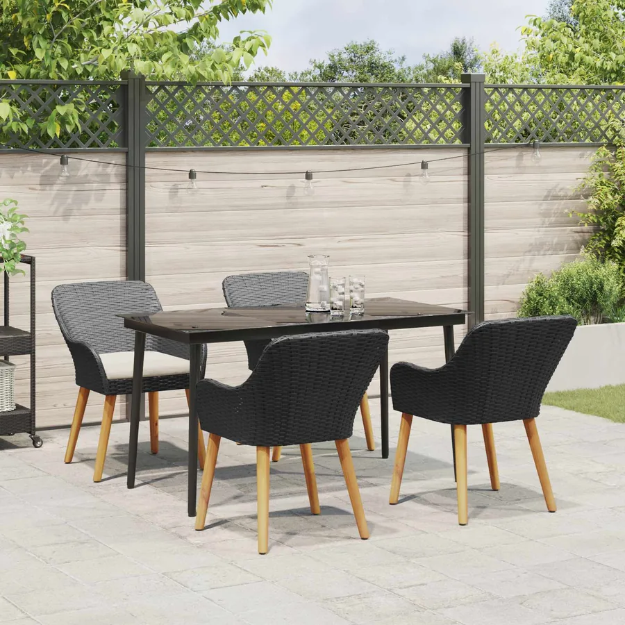 Ensemble de salle à manger pour jardin 5 pcs Noir polyrotin - 4