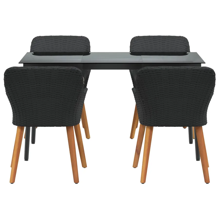 Ensemble de salle à manger pour jardin 5 pcs Noir polyrotin - 7
