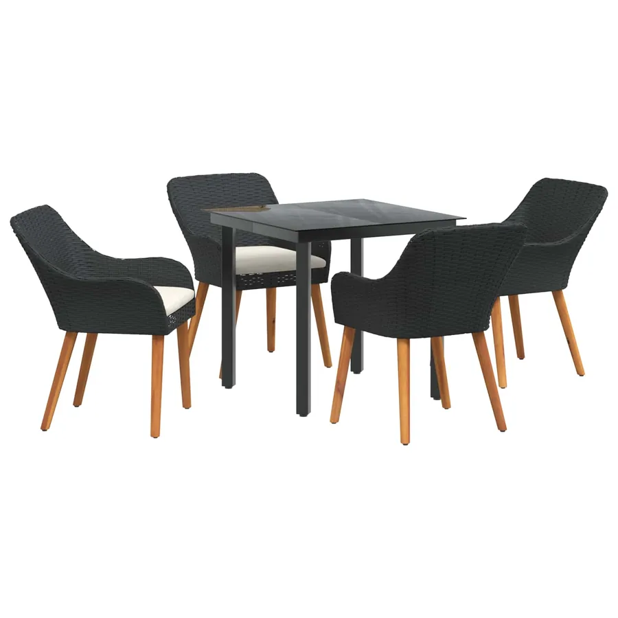 Ensemble de salle à manger pour jardin 5 pcs Noir polyrotin - 2
