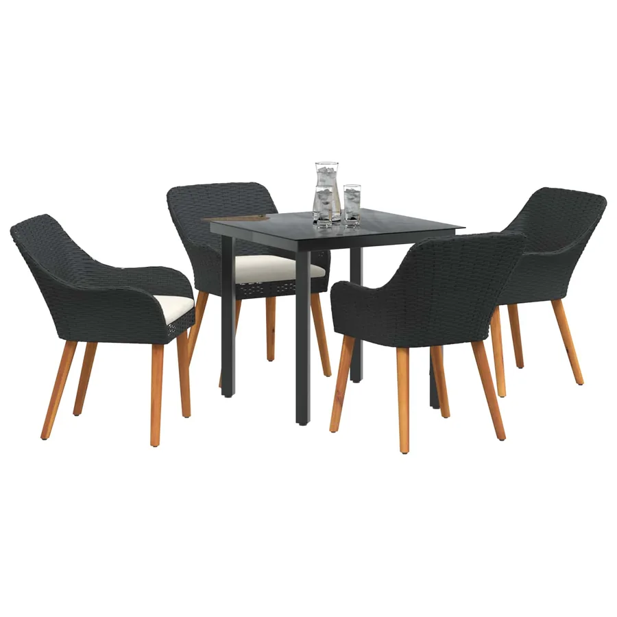 Ensemble de salle à manger pour jardin 5 pcs Noir polyrotin - 3