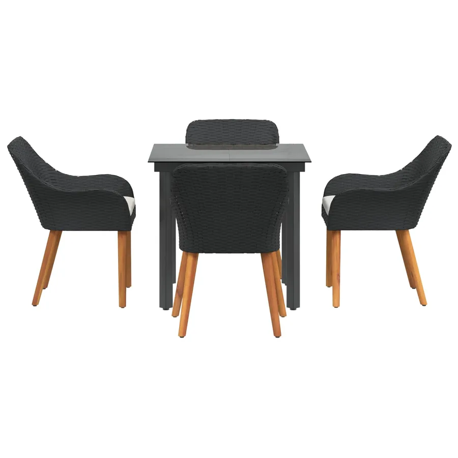 Ensemble de salle à manger pour jardin 5 pcs Noir polyrotin - 7