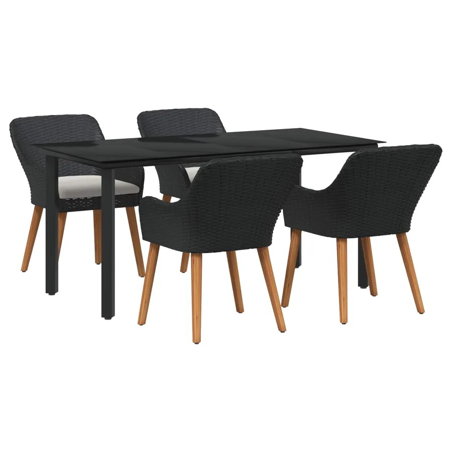Ensemble de salle à manger pour jardin 5 pcs Noir polyrotin
