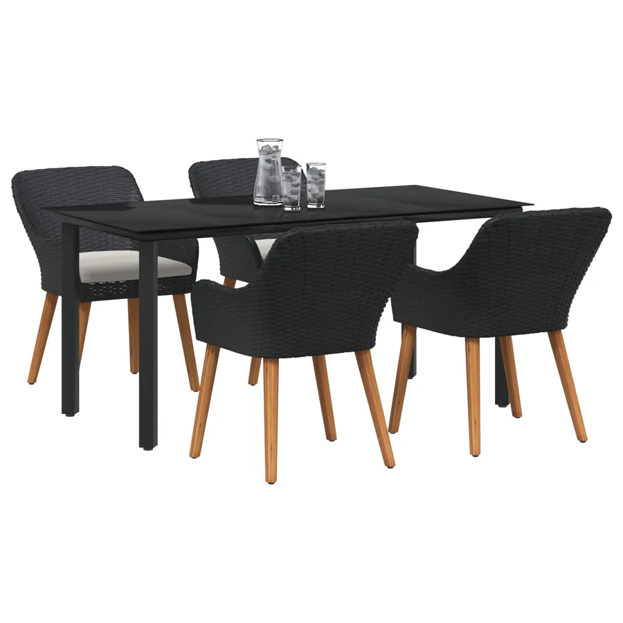 Ensemble de salle à manger pour jardin 5 pcs Noir polyrotin - 2