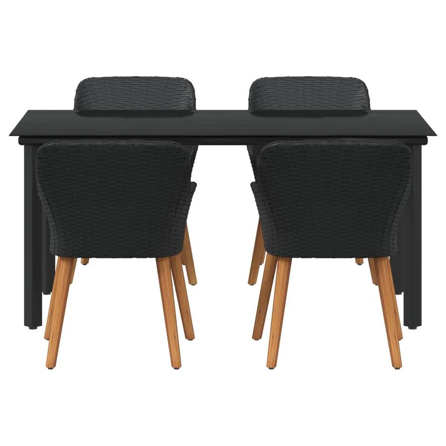 Ensemble de salle à manger pour jardin 5 pcs Noir polyrotin - 3