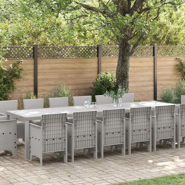 Ensemble de salle à manger pour jardin 15 pcs Gris clair