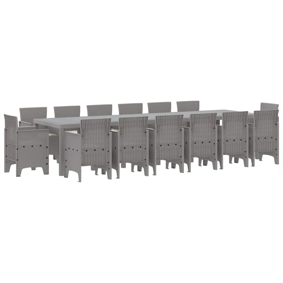 Ensemble de salle à manger pour jardin 15 pcs Gris clair - 2
