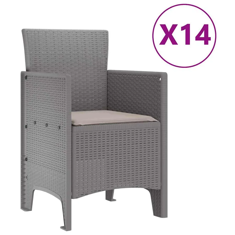 Ensemble de salle à manger pour jardin 15 pcs Gris clair - 5