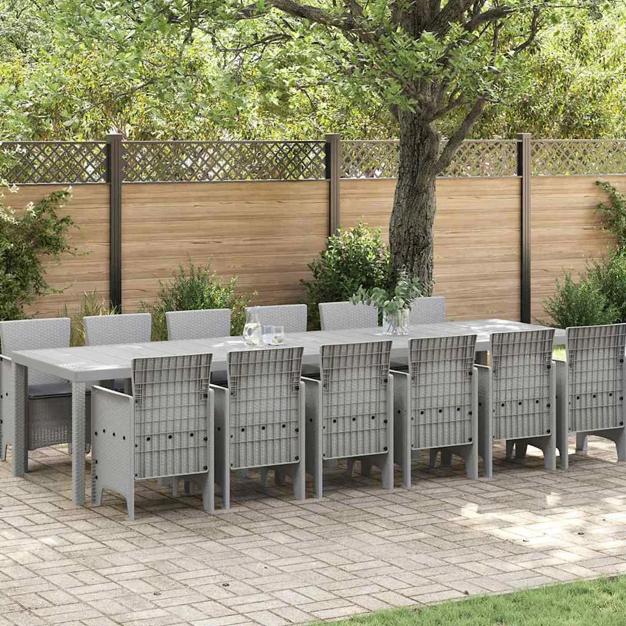 Ensemble de salle à manger pour jardin 13 pcs Gris clair