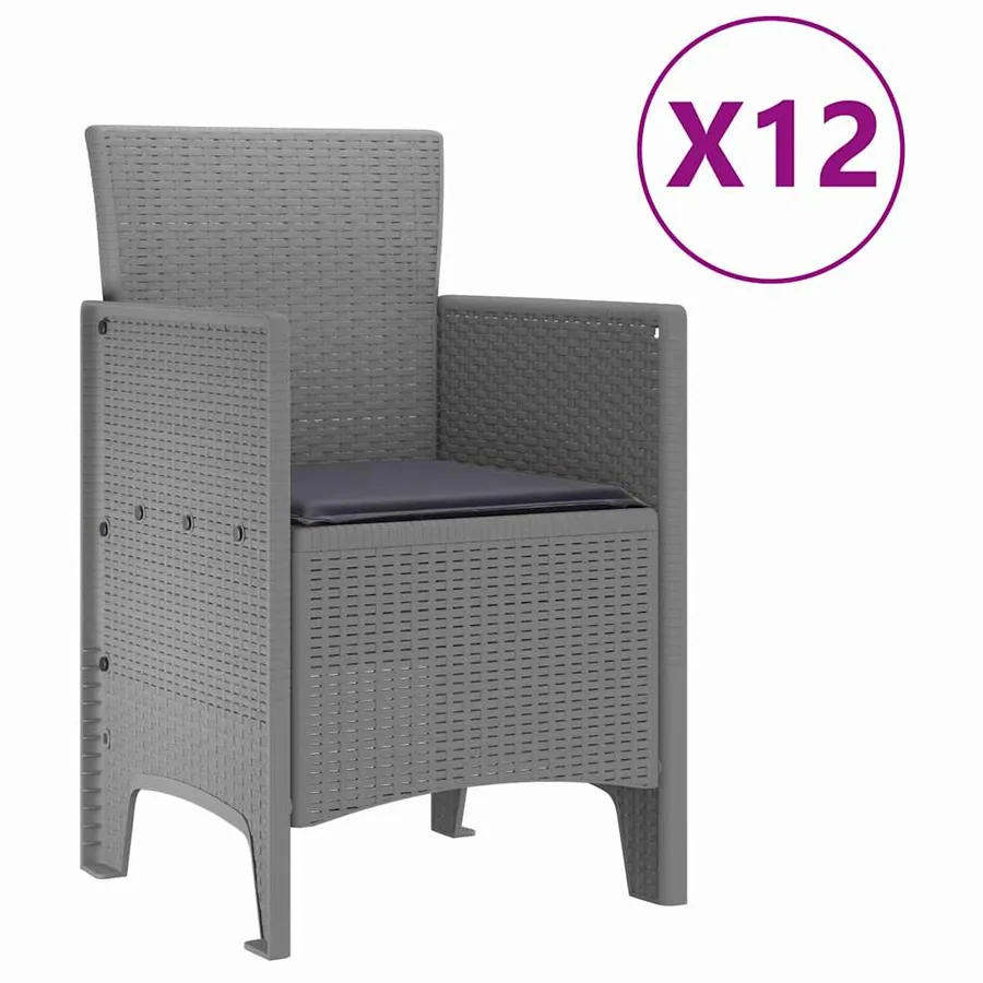 Ensemble de salle à manger pour jardin 13 pcs Gris clair - 5