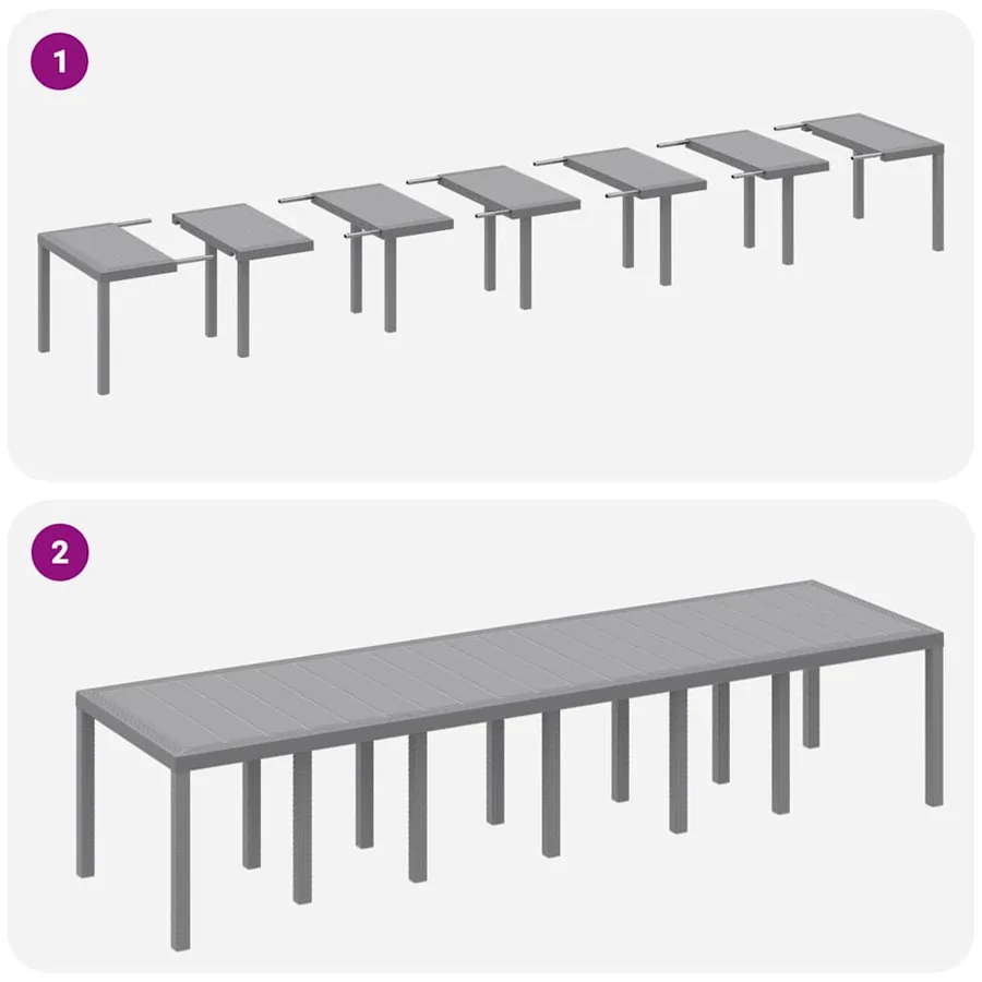 Ensemble de salle à manger pour jardin 13 pcs Gris clair - 8
