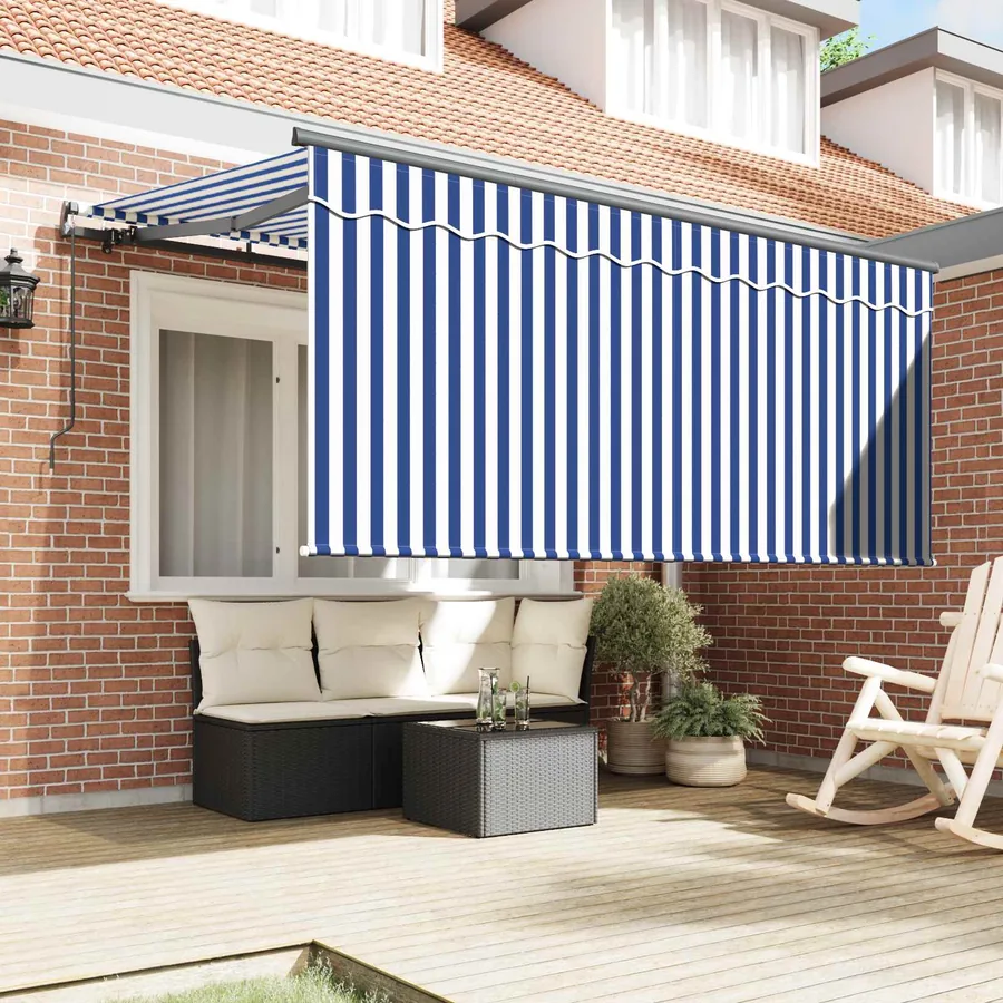 Auvent Rétractable Bleu et Blanc 300 x 200 cm - 3