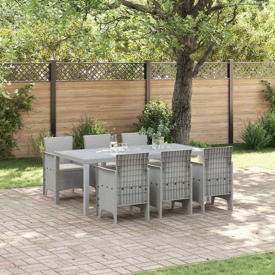 Ensemble de salle à manger pour jardin 7 pcs Gris clair