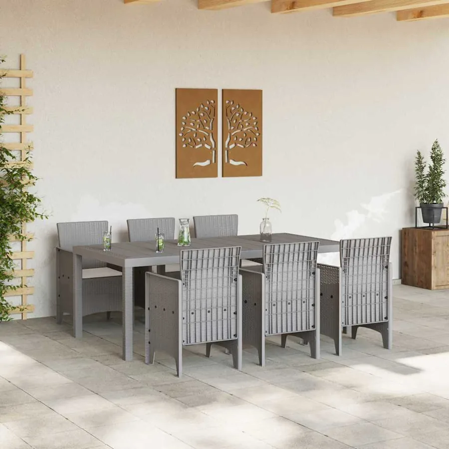 Ensemble de salle à manger pour jardin 7 pcs Gris clair - 3