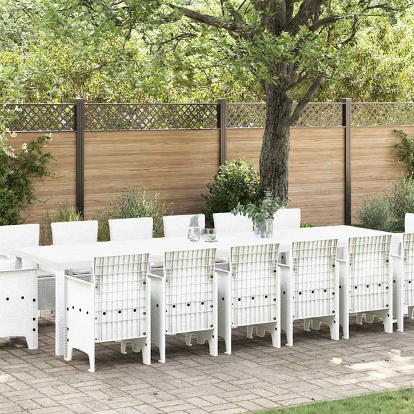 Ensemble de salle à manger pour jardin 15 pcs Blanc Rattan Polt
