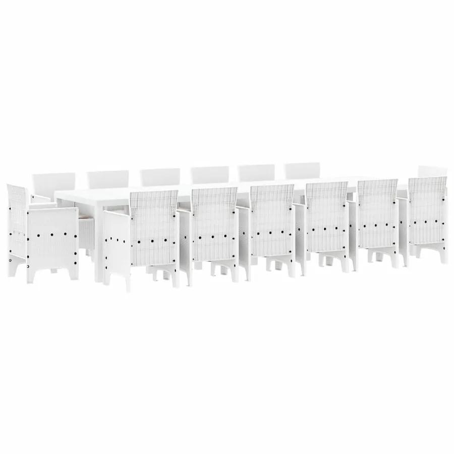 Ensemble de salle à manger pour jardin 15 pcs Blanc Rattan Polt - 2