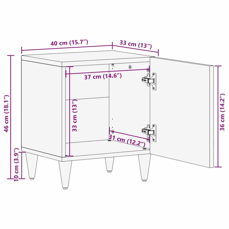 Cabinet de chevet 2 pcs Marron 40 x 33,5 x 46 cm - 13