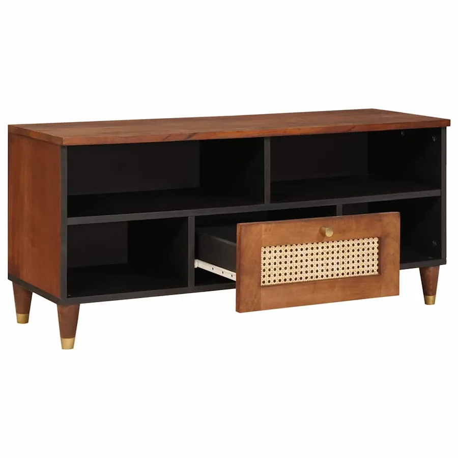 Meuble TV Marron 100 x 33,5 x 46 cm Bois de mangue massif - 2