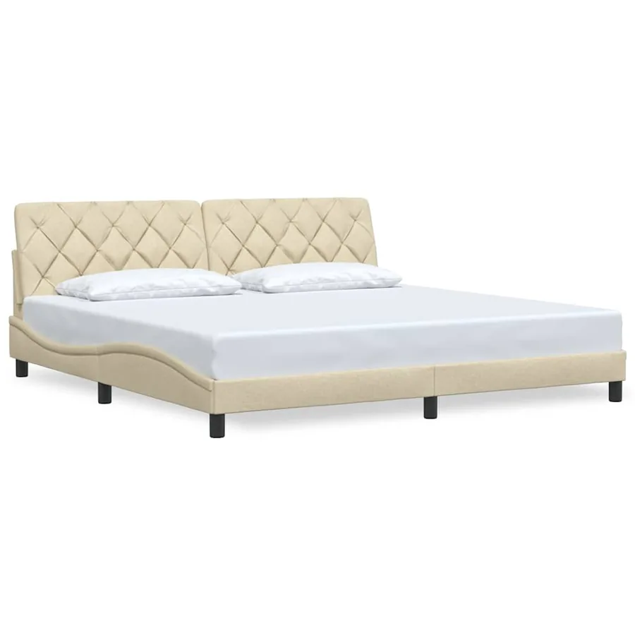 Cadre de lit sans matelas crème 200x200 cm tissu - 2