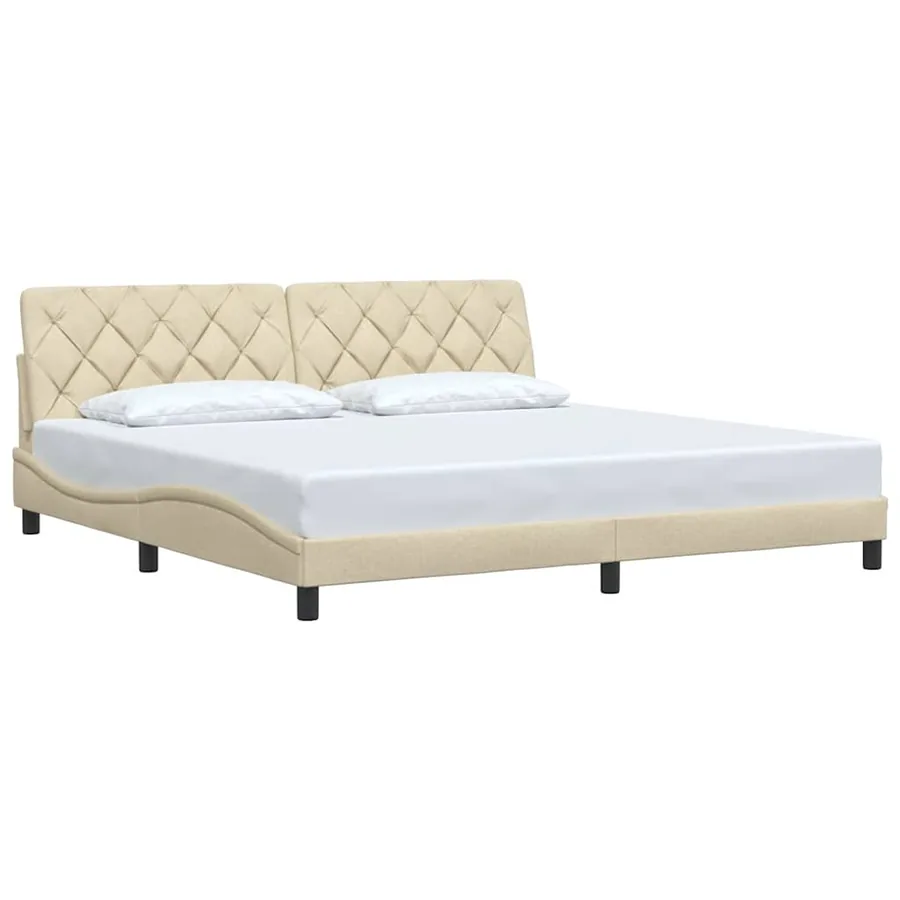 Cadre de lit sans matelas crème 200x200 cm tissu - 3