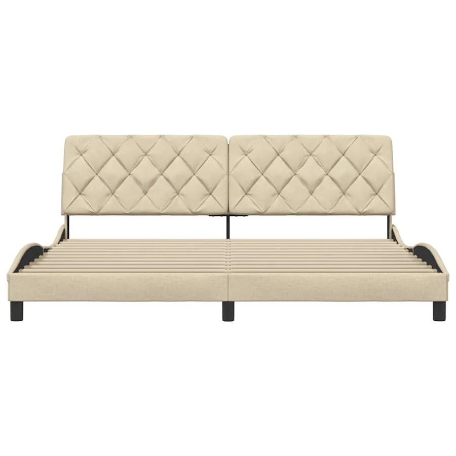 Cadre de lit sans matelas crème 200x200 cm tissu - 4