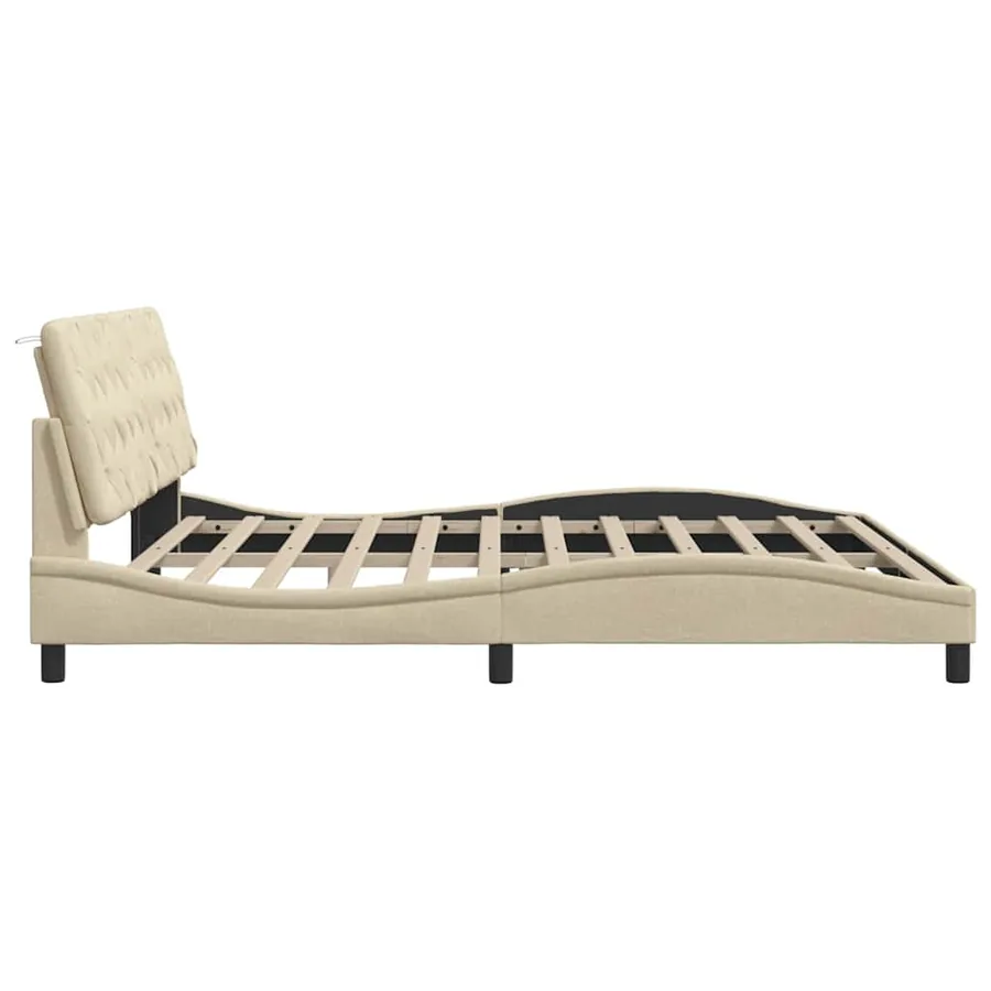 Cadre de lit sans matelas crème 200x200 cm tissu - 7