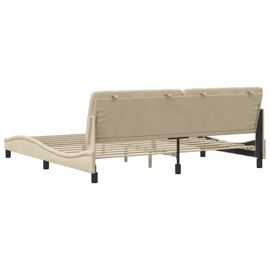 Cadre de lit sans matelas crème 200x200 cm tissu - 8