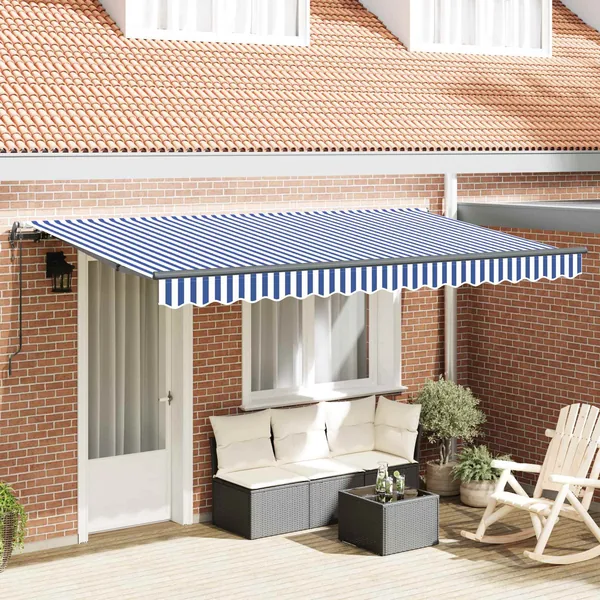 Auvent Rétractable Bleu 400 x 200 cm tissu