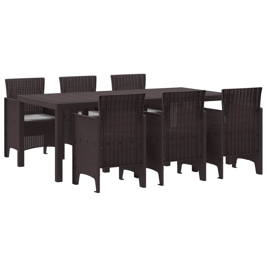 Ensemble de salle à manger pour jardin 7 pcs Marron