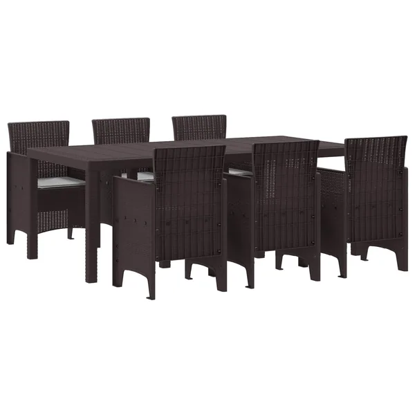 Ensemble de salle à manger pour jardin 7 pcs Marron